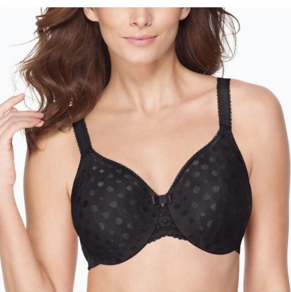 Wacoal Spot On Polka Dot Seamless Underwire Bra Support 855285 Black 38DDD